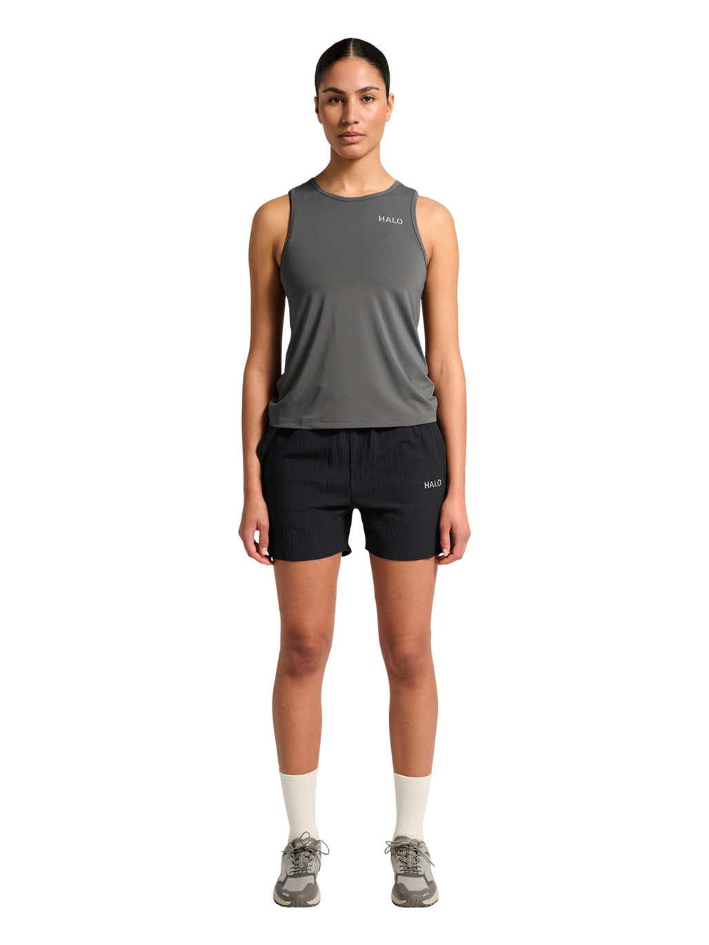 HALO WOMEN DIVISION RACERBACK TANK, GUNMETAL, model