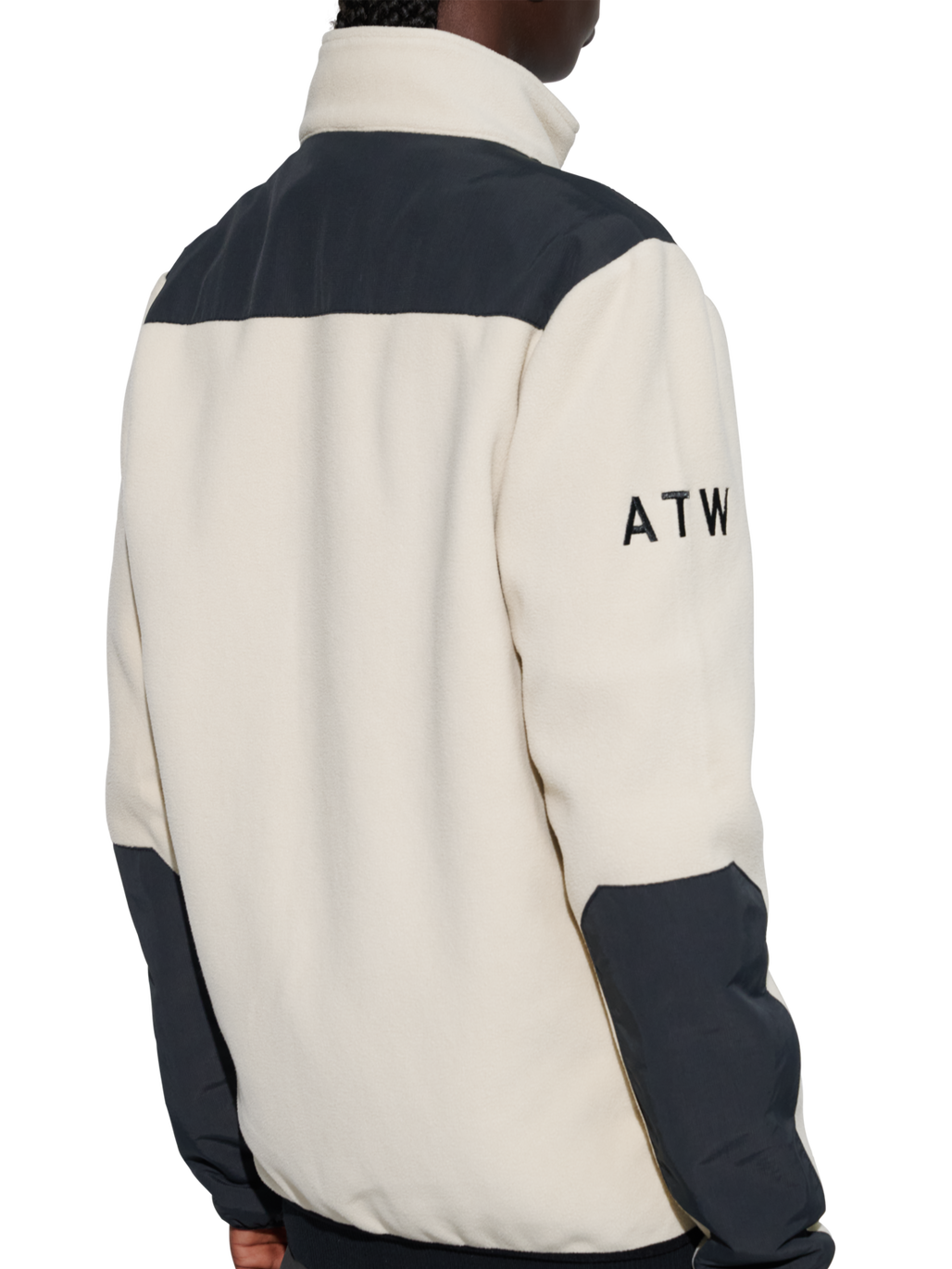 HALO BLOCKED ZIP FLEECE, OYSTER GRAY, model