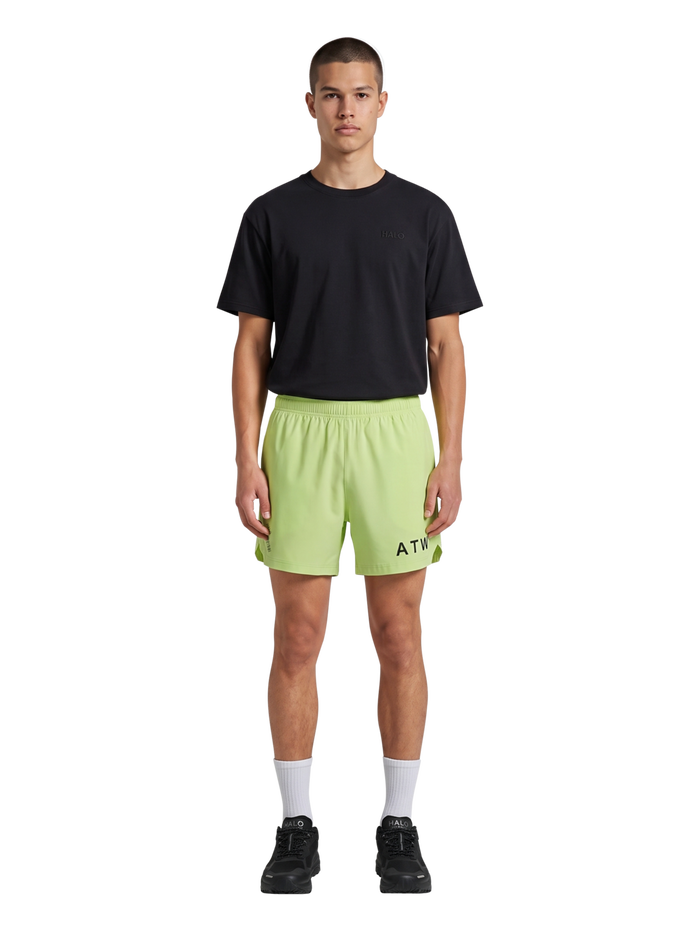 HALO SHORTS, SHADOW LIME, model