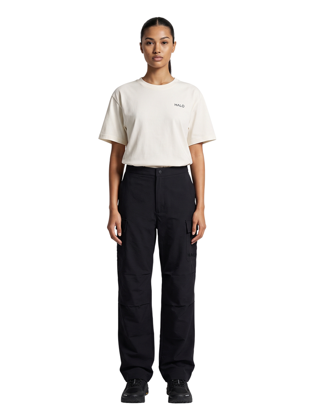 HALO ENHANCED RELAXED PANT, BLACK, model