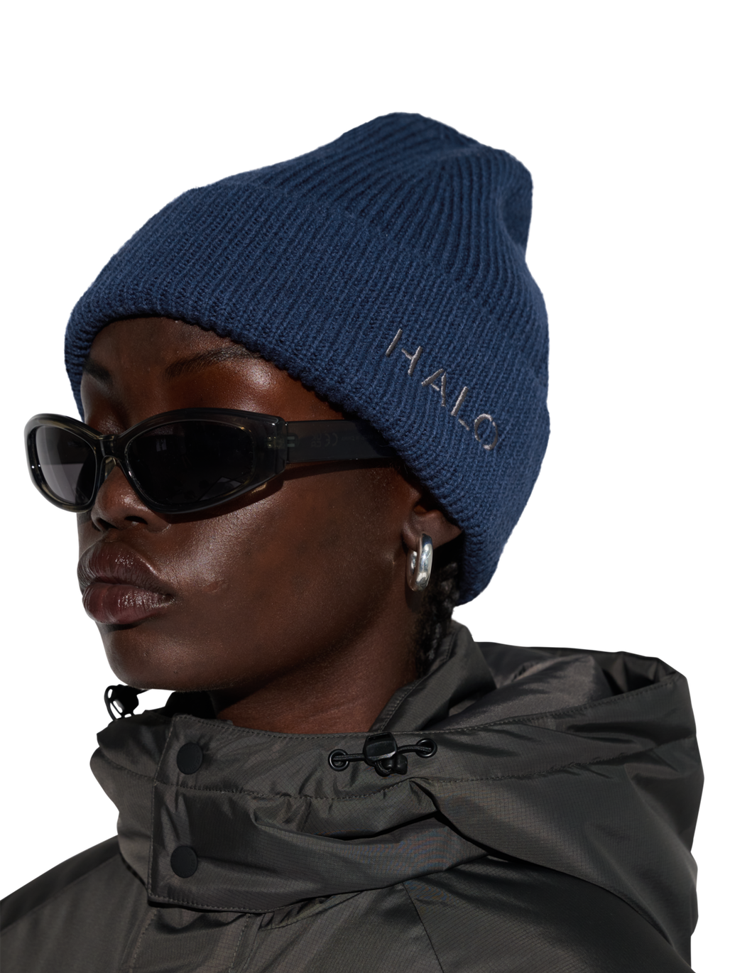 HALO WOOL MIX BEANIE, SARGASSO SEA, model