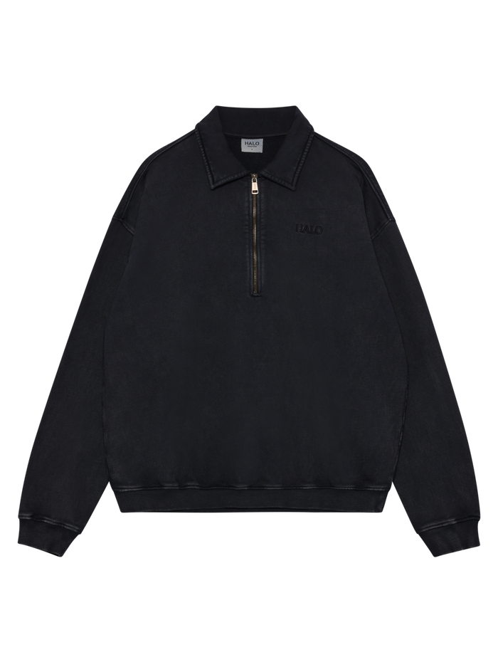 HALO BOXY POLO SWEAT, BLACK, packshot