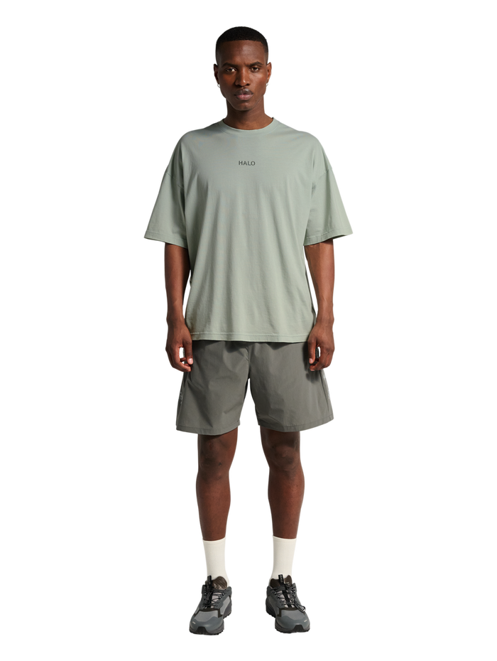 HALO GRAPHIC LOGO BOXY T-SHIRT, STORM GRAY, model