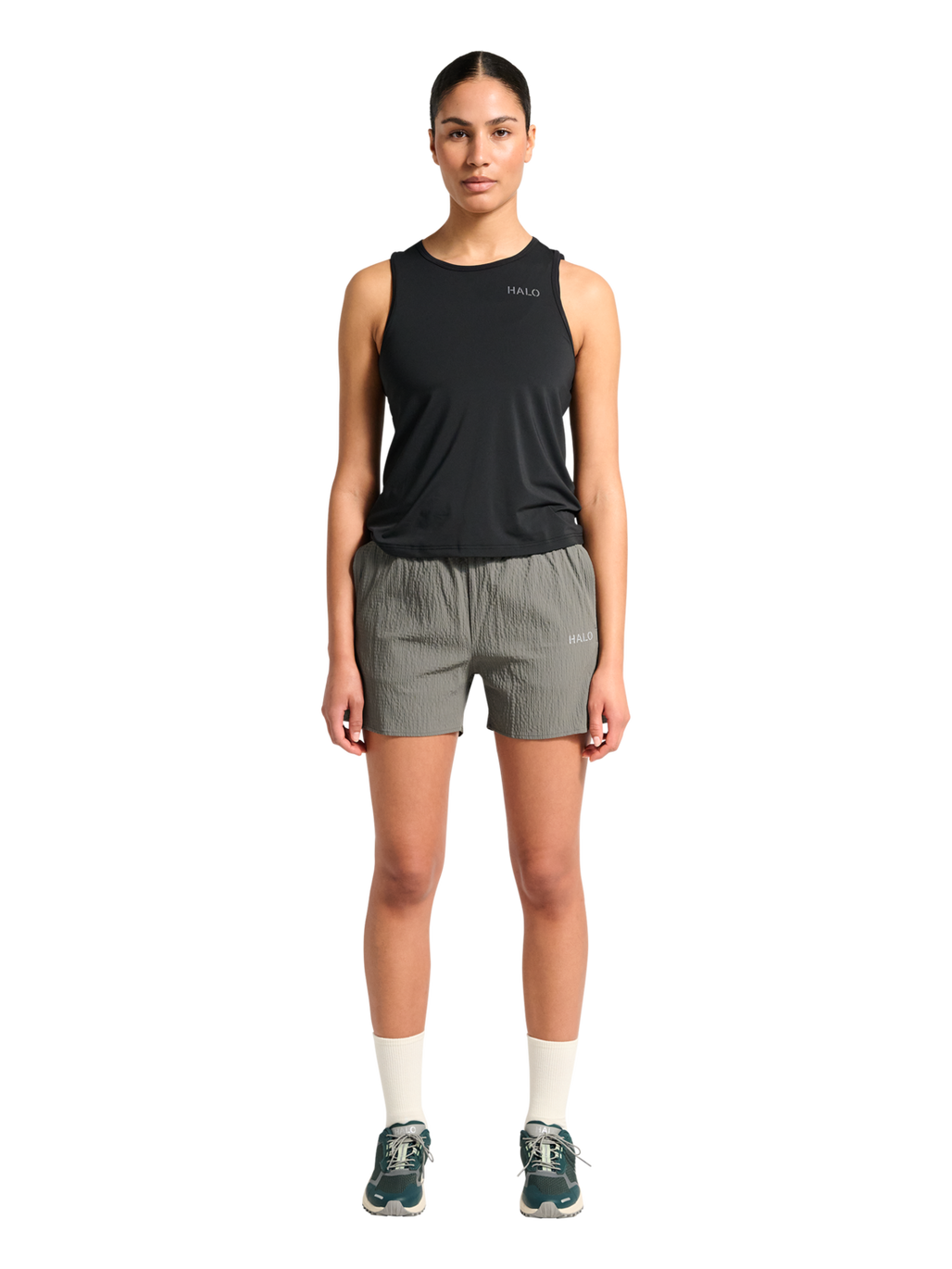 HALO WOMEN DIVISION RACERBACK TANK, BLACK, model