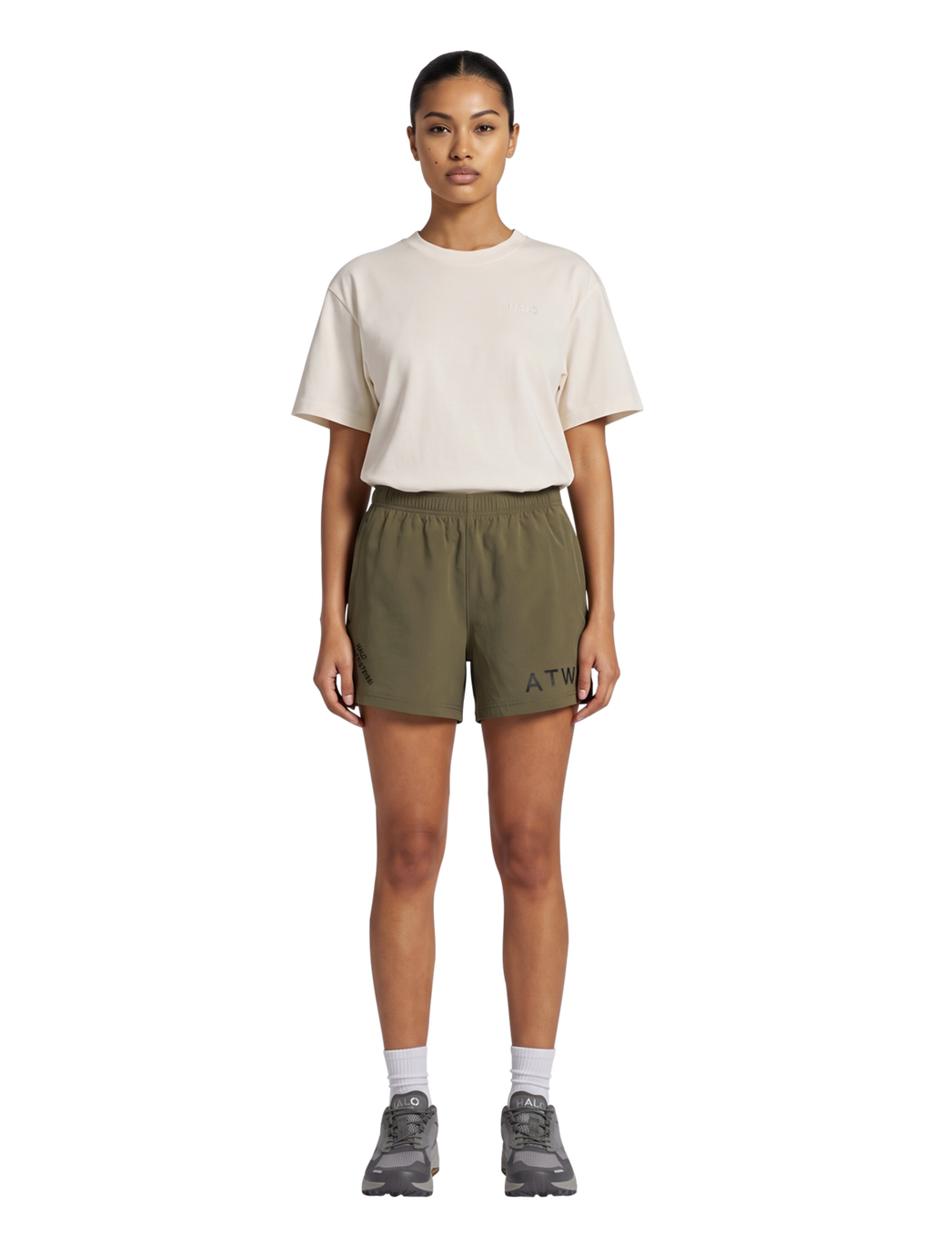 HALO SHORTS, CAPERS, model