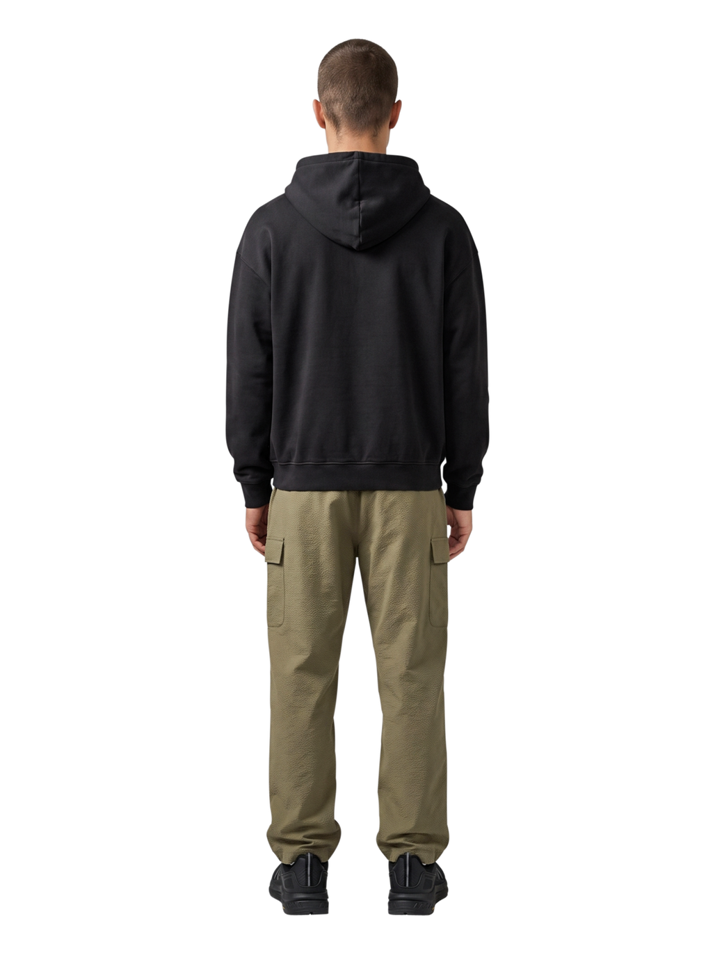 HALO LOGO FULL ZIP HOODIE, BLACK, model