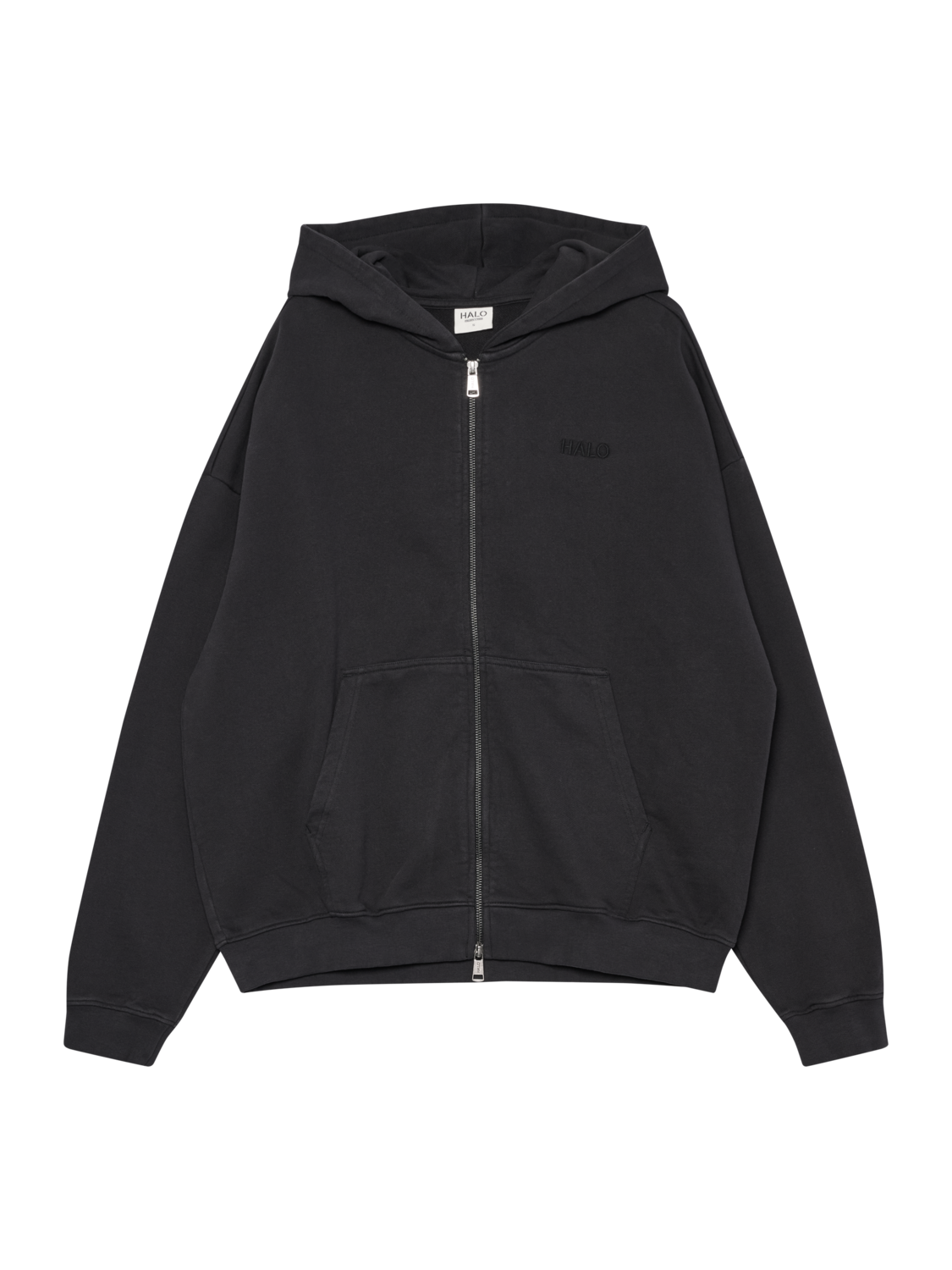 HALO LOGO FULL ZIP HOODIE, BLACK, packshot