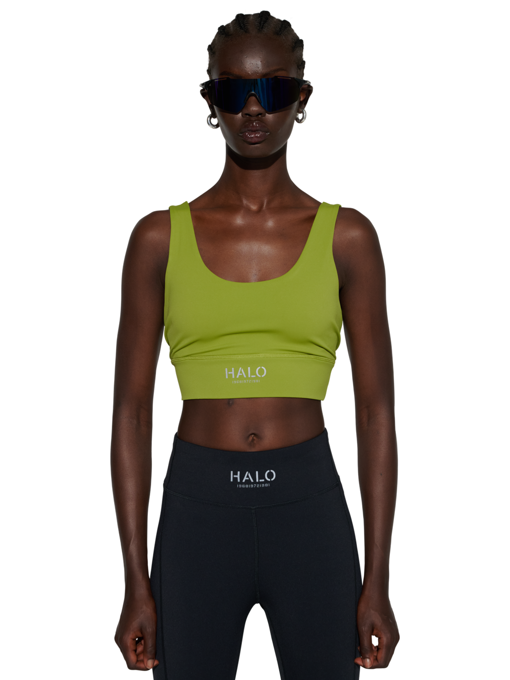 HALO WOMEN TRAINING BRA, TURTLE GREEN, model