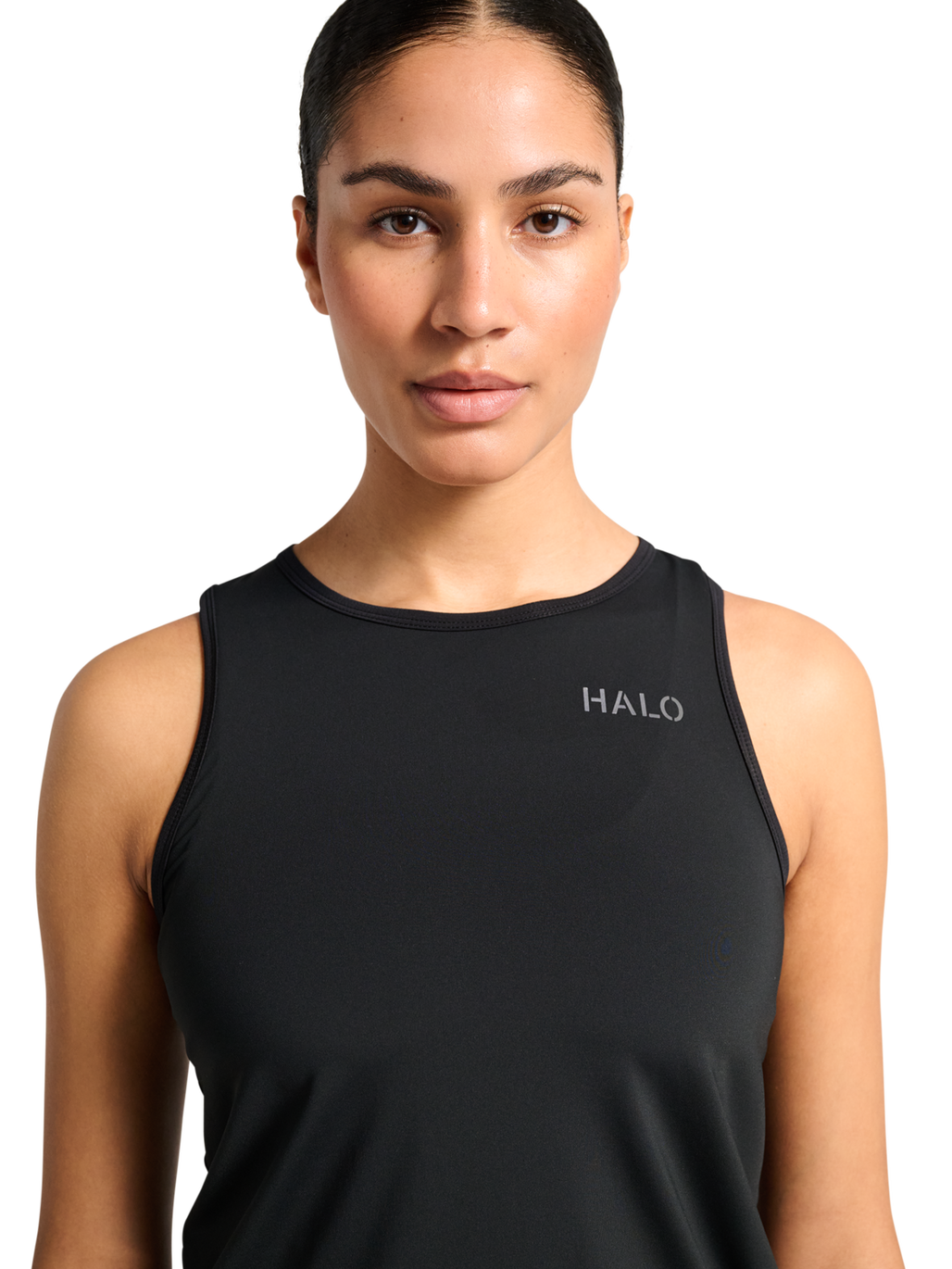 HALO WOMEN DIVISION RACERBACK TANK, BLACK, model