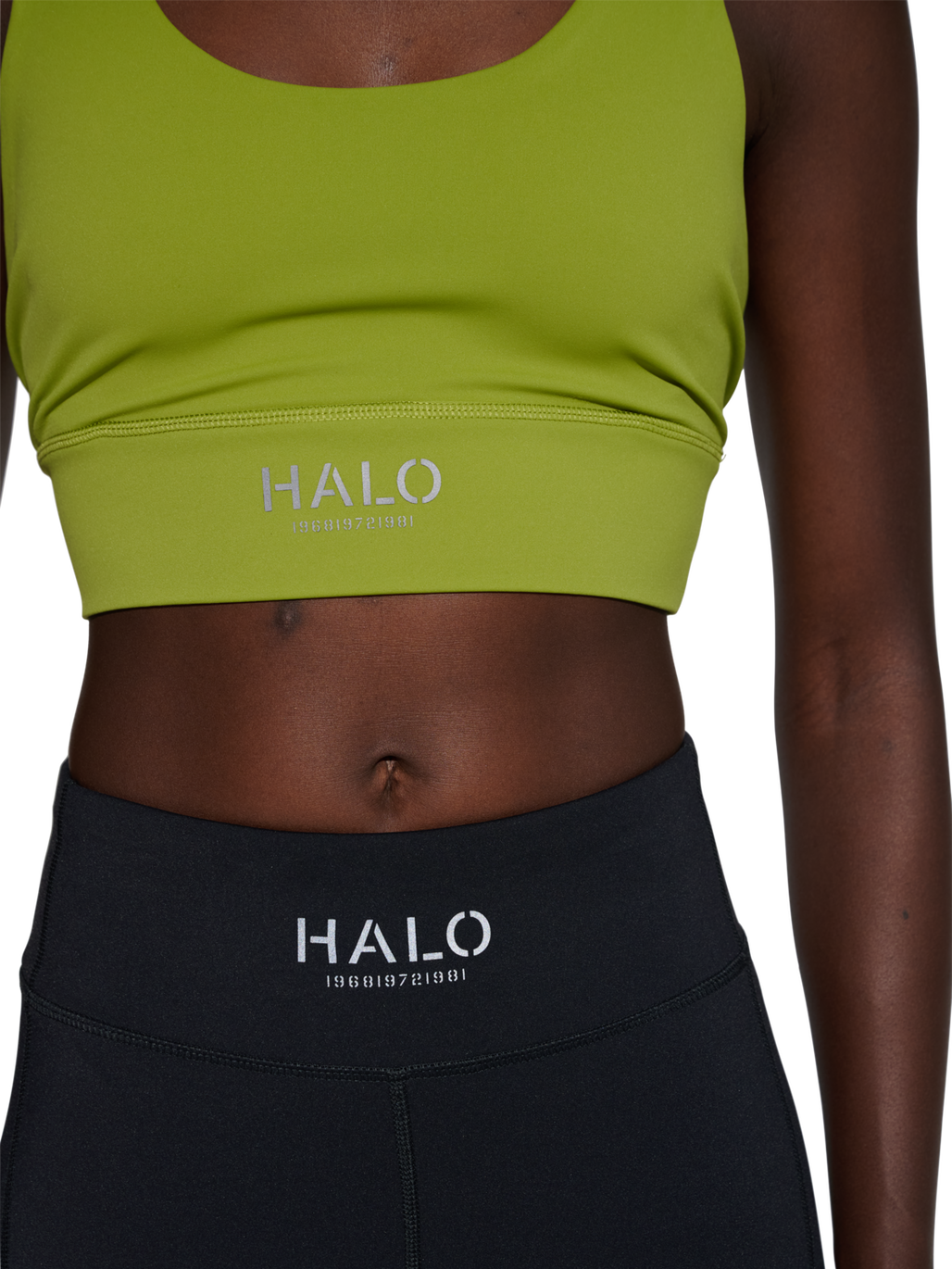 HALO WOMEN TRAINING BRA, TURTLE GREEN, model