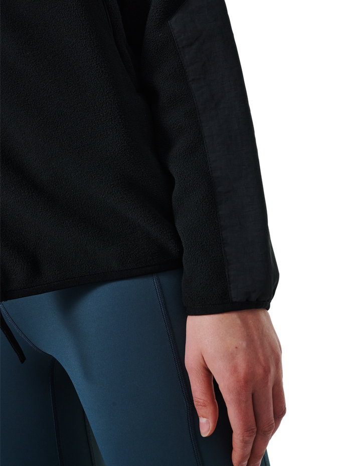 HALO BLOCKED ZIP FLEECE, BLACK, model
