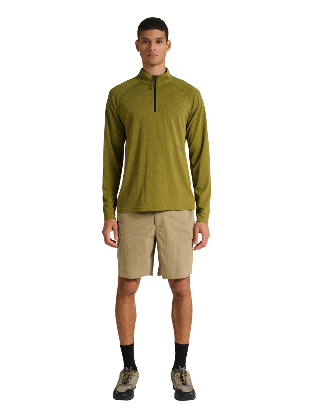 HALO SORONA HALF ZIP, OLIVE DRAB, model